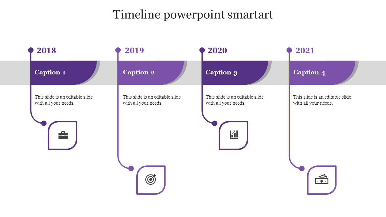 timeline powerpoint smartart-Purple